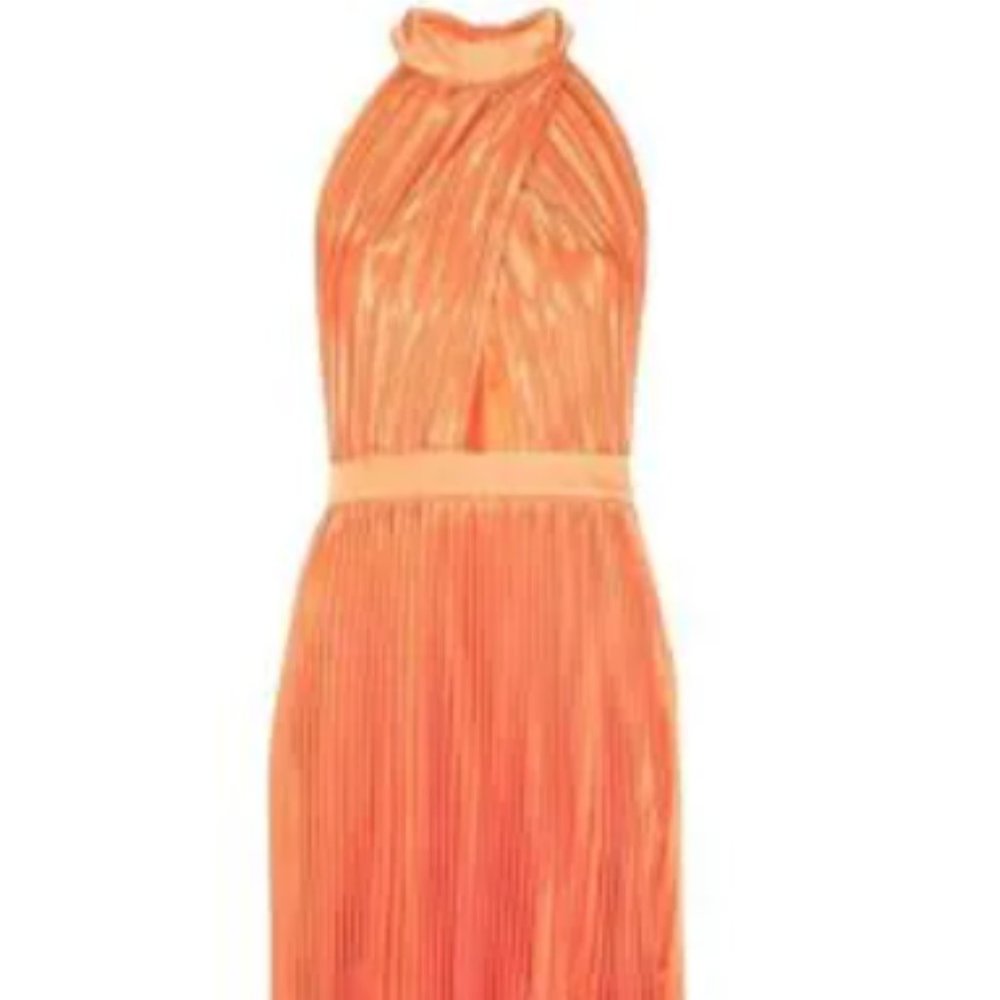 L'IDÉE halterneck pleated dress - Orange